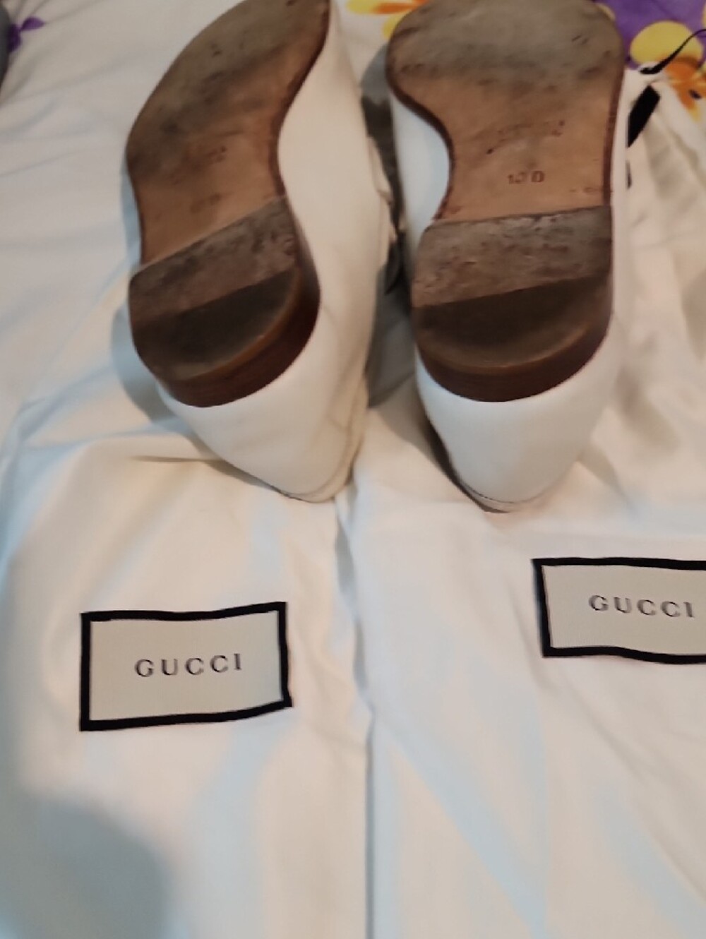 Gucci Ivory Canvas Loafers with Red & Blue Web Stripe - Picture 7 of 10